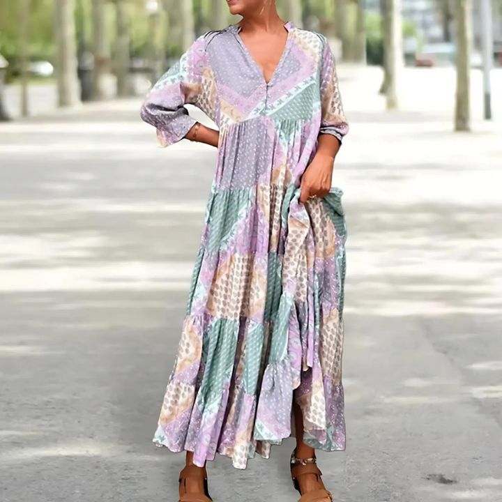 Natalia | Vestido Patchwork Fluido